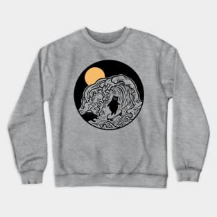 Great wave skate surfer cat daddy Crewneck Sweatshirt